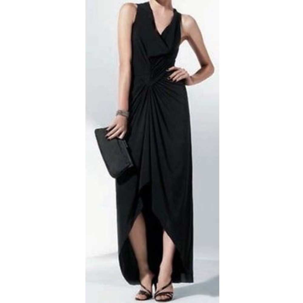 New BCBG Black Drape V-neck dress size extra small